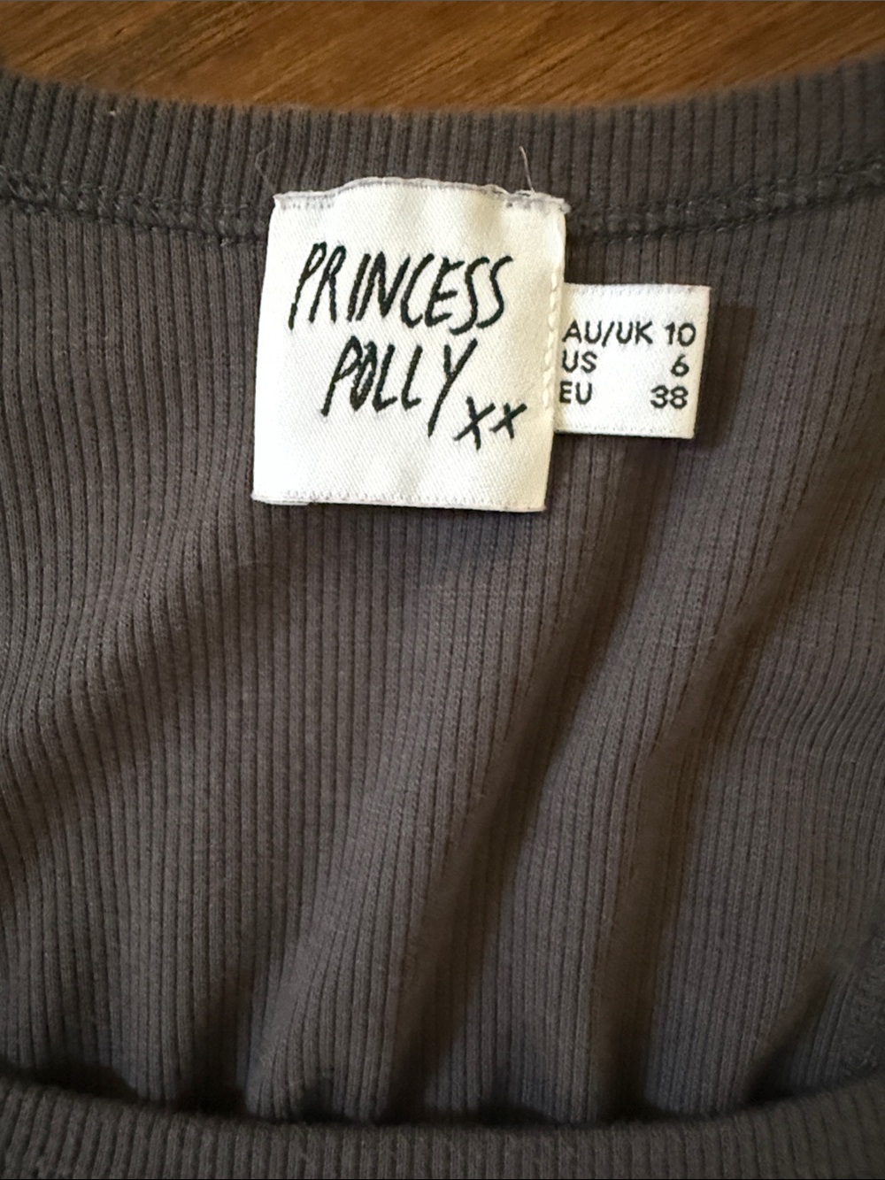 Princess Polly Charcoal Ribbed Scoop Neck Bodysuit - Picture 2 of 5